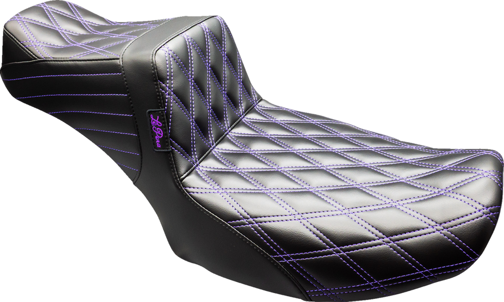 LE PERA Tailwhip Daddy Long Legs Seat for FLT/FLH 2024-2025, Black and Purple Double Diamond Stitch - Part LV-587DLDD-P01