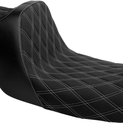 SLYFOX High Noon Seat - Double Diamond - Silver Logo - Silver Stitch - FLH/FLT '97-'07 4702D-SlyFox