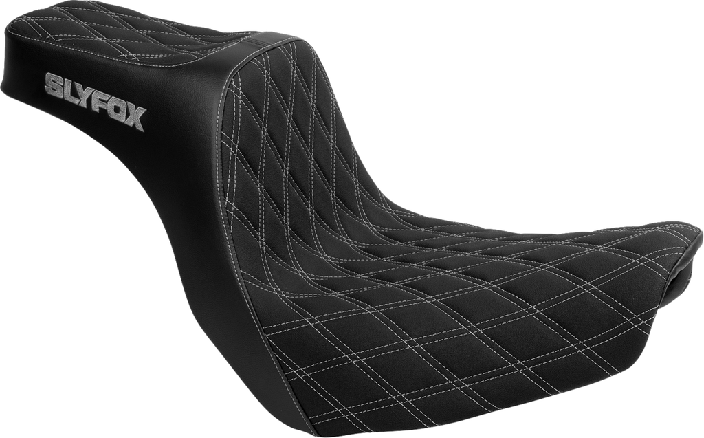 SLYFOX High Noon Seat - Double Diamond - Silver Logo - Silver Stitch - FL/FX '18-'25 4701D-SlyFox