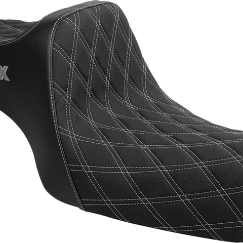 SLYFOX High Noon Seat - Double Diamond - Silver Logo - Silver Stitch - XL '04-'22 4709D-SlyFox