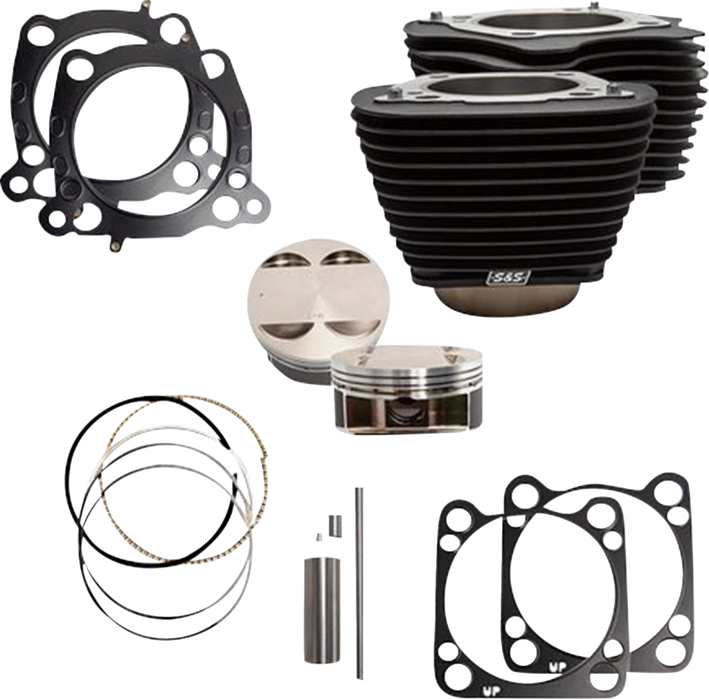 S&S CYCLE Cylinder Kit - 4.625" Stroke - Wrinkle Black w/o Highlights - M8 910-0763A