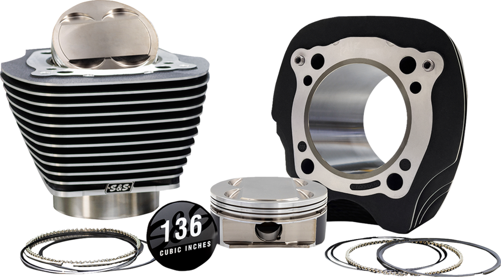 S&S CYCLE 132" High Compression | 136" Big Bore Kit - 4.320" Bore - Black Granite w/Highlighted Fins - M8 910-0911A