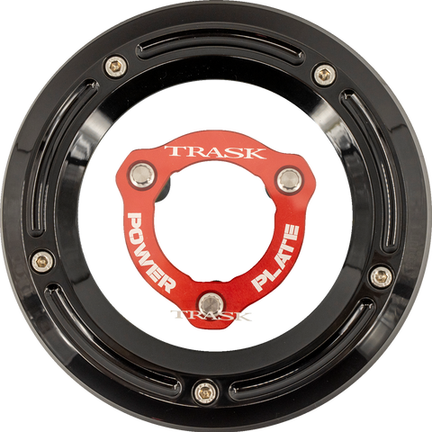 TRASK Derby Cover with Power Plate Kit for Harley-Davidson '17-'25 - Black and Red Finish
