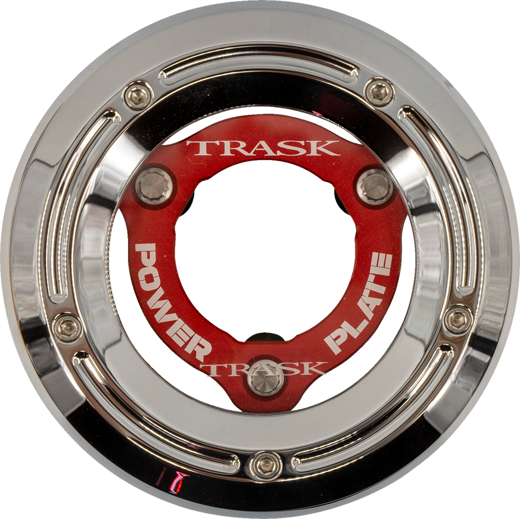 TRASK Derby Cover with Power Plate Kit for Harley-Davidson Softail 2018-2025 - Chrome and Red Finish
