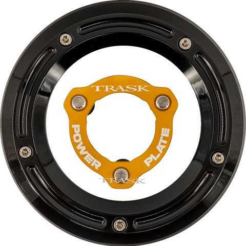 TRASK Derby Cover with Power Plate Kit for Harley-Davidson 2017-2025 – Black and Gold – Part TM-0051-BK-GD
