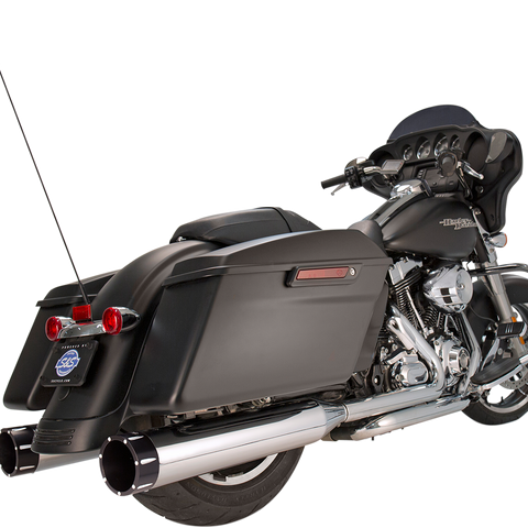 S&S Cycle MK45 Performance Touring Mufflers, Chrome with Black Tracer, Part 550-0623