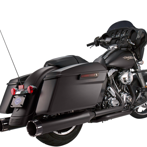 S&S Cycle MK45 4-1/2-Inch Touring Performance Mufflers, Black with Black Tracer – 550-0625