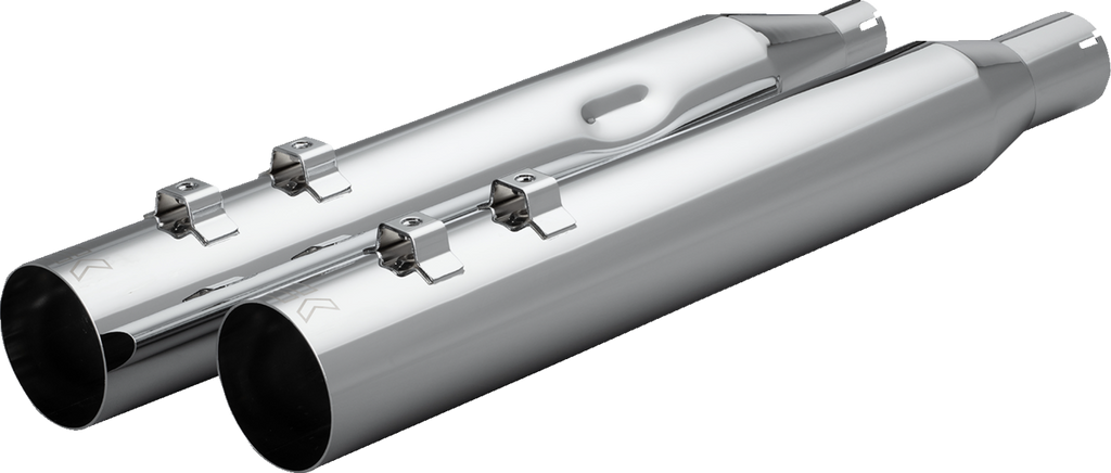 Khrome Werks HP-Plus® 4-Inch Straight Cut Slip-On Mufflers with Ripper Baffle, M8 Chrome - Part 40FST-1012-CHR