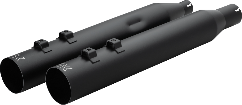 Khrome Werks HP-Plus® 4-Inch Straight Cut Slip-On Mufflers with Ripper Baffle for M8 - Black (Part Number 40FST-1012-BLK)