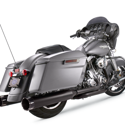 S&S Cycle MK45 Performance Mufflers, Black Tracer, Part Number 550-0670