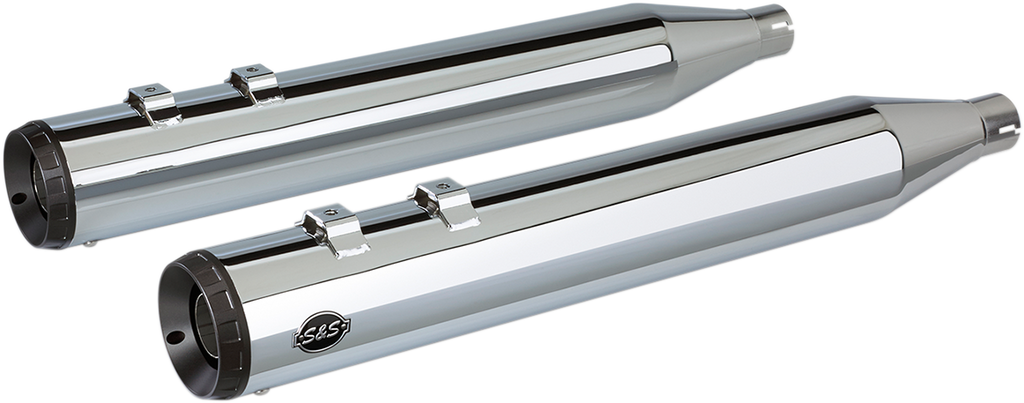 S&S CYCLE Grand National Slip-On Mufflers for FLT 1995-2016 – Chrome, Part 550-0689