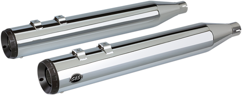 S&S CYCLE Grand National Slip-On Mufflers for FLT 1995-2016 – Chrome, Part 550-0689