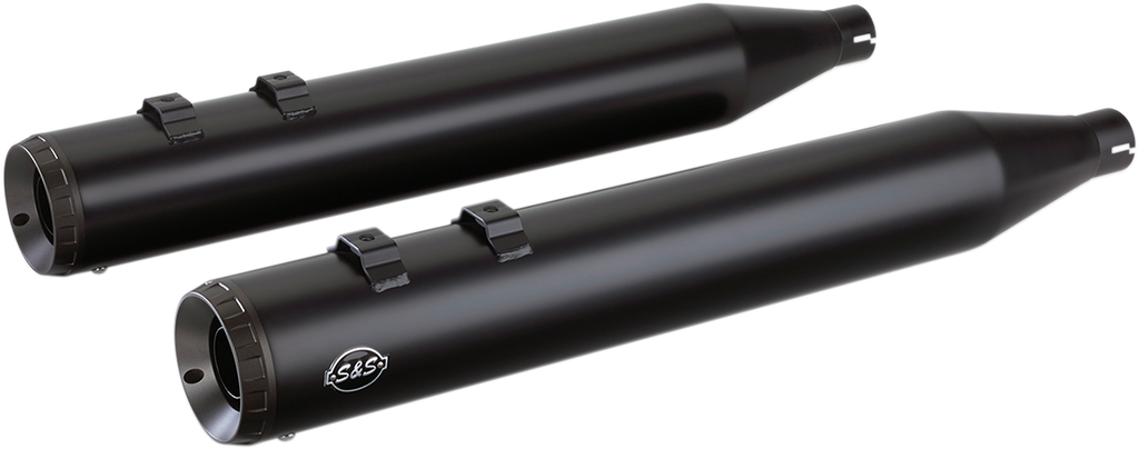 S&S Cycle 550-0690 Grand National Black Slip-On Mufflers for FLT 1995-2016
