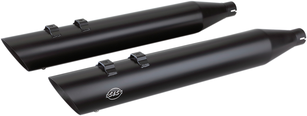 S&S Cycle Slash Cut Black Slip-On Mufflers for M8 FL, Part 550-0696