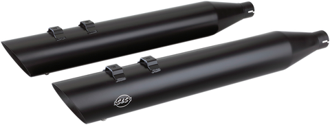 S&S Cycle Slash Cut Black Slip-On Mufflers for M8 FL, Part 550-0696