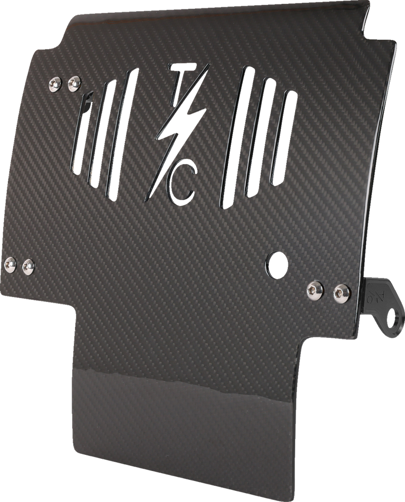 THRASHIN SUPPLY CO. Skid Plate for FLHX/FLTRX - Carbon Fiber with Black Billet Aluminum Brackets, Part TSC-3034-1
