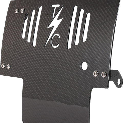 THRASHIN SUPPLY CO. Skid Plate for FLHX/FLTRX - Carbon Fiber with Black Billet Aluminum Brackets, Part TSC-3034-1