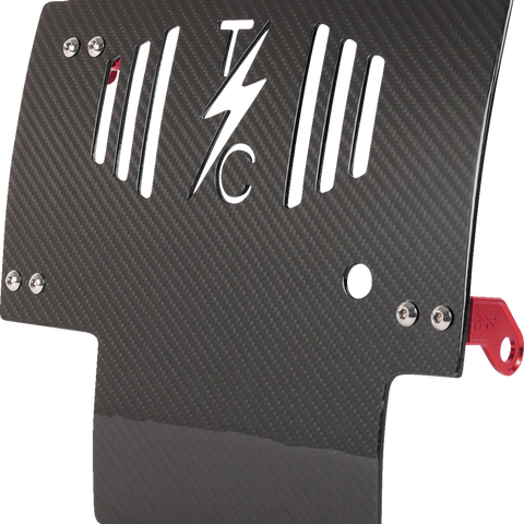 THRASHIN SUPPLY CO. Carbon Fiber Skid Plate with Red Brackets for FLHX/FLTRX - Part TSC-3034-2