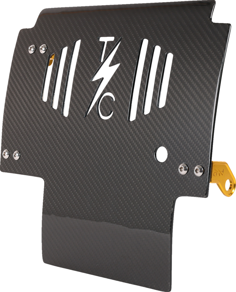 Thrashin Supply Co. Carbon Fiber Skid Plate with Gold Brackets for FLHX/FLTRX – Part TSC-3034-5
