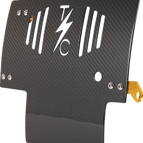 Thrashin Supply Co. Carbon Fiber Skid Plate with Gold Brackets for FLHX/FLTRX – Part TSC-3034-5