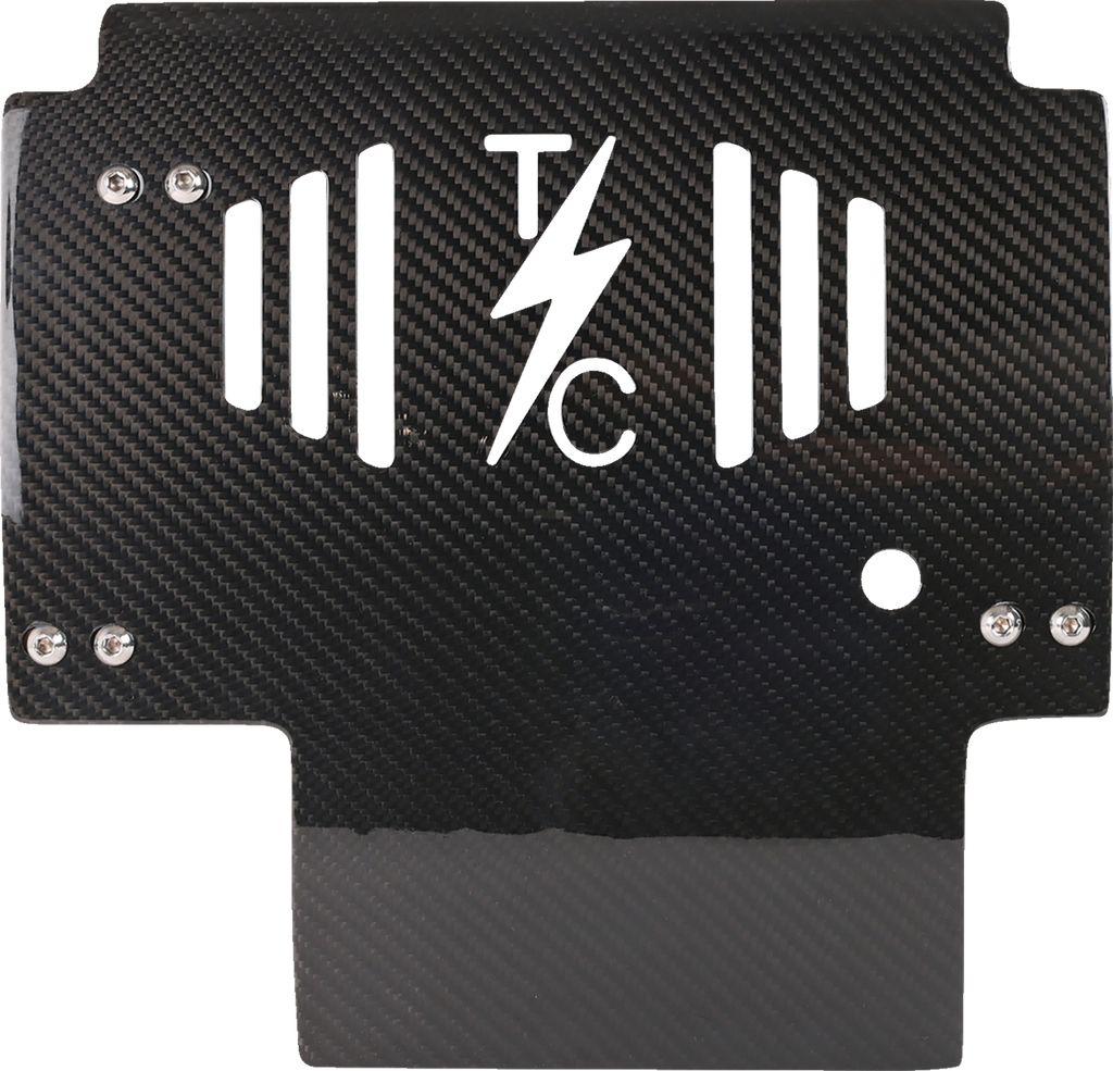 THRASHIN SUPPLY CO. Carbon Fiber Skid Plate with Red Brackets for FLHX/FLTRX - Part TSC-3034-2