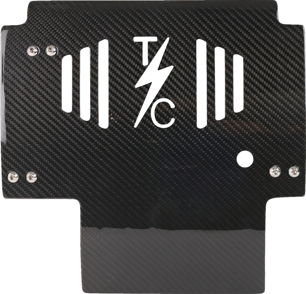 Thrashin Supply Co. Carbon Fiber Skid Plate with Gold Brackets for FLHX/FLTRX – Part TSC-3034-5