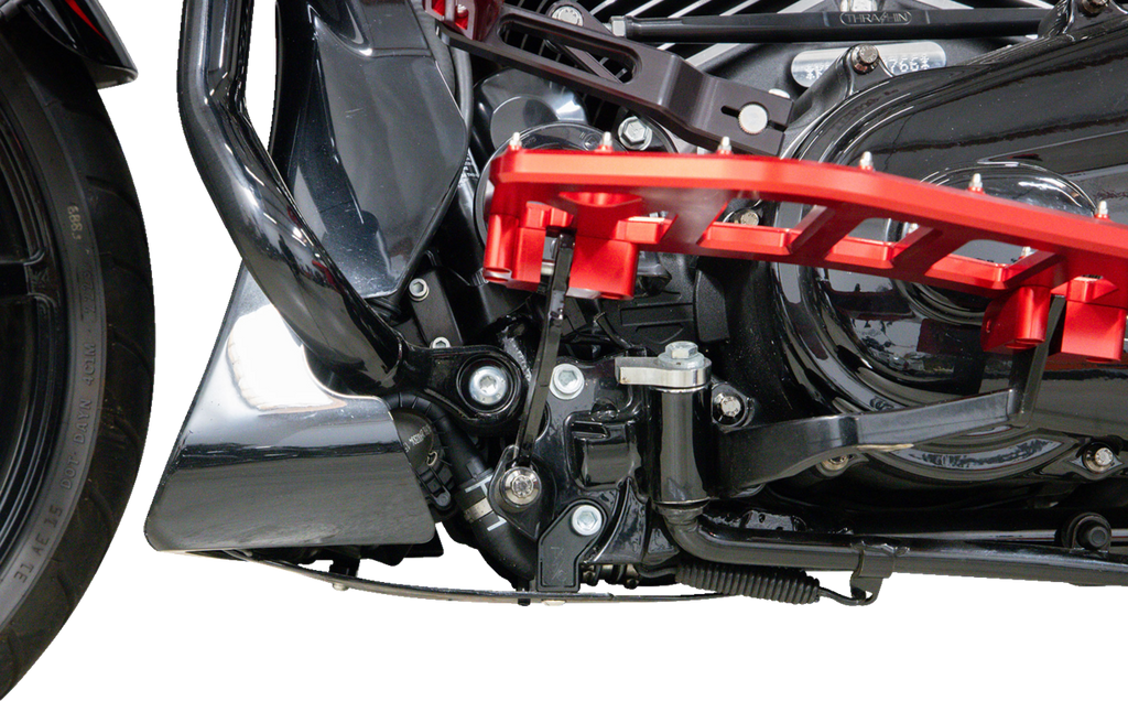 THRASHIN SUPPLY CO. Skid Plate for FLHX/FLTRX - Carbon Fiber with Black Billet Aluminum Brackets, Part TSC-3034-1