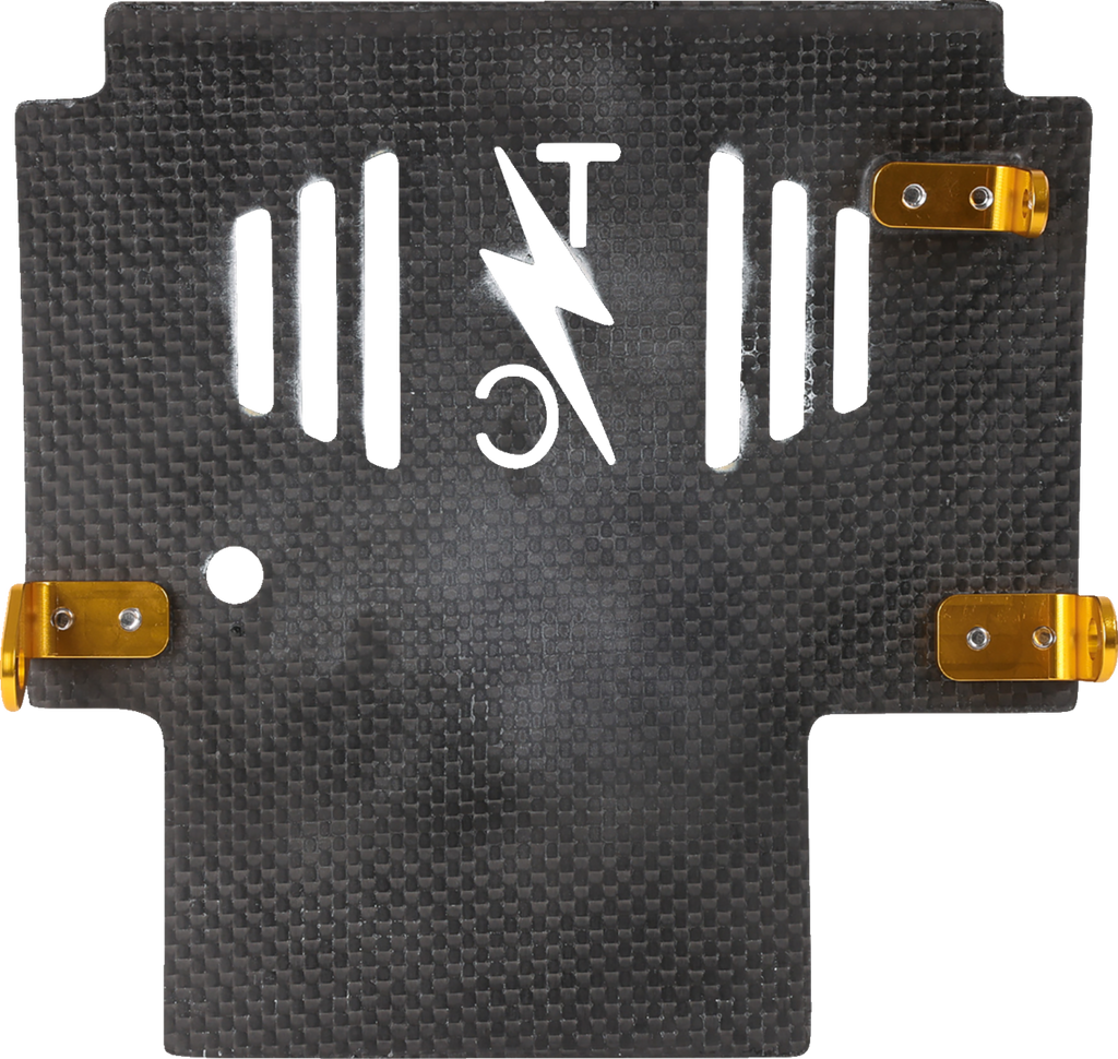 Thrashin Supply Co. Carbon Fiber Skid Plate with Gold Brackets for FLHX/FLTRX – Part TSC-3034-5