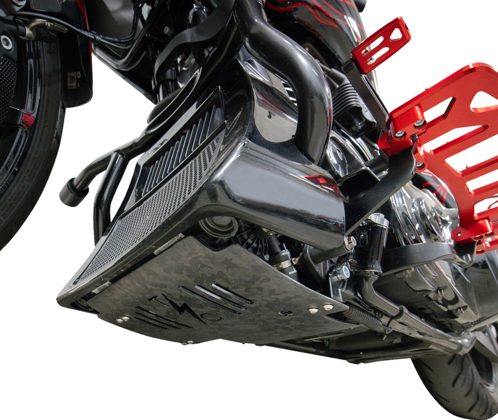 THRASHIN SUPPLY CO. Carbon Fiber and Forged Aluminum Skid Plate TSC-3035-1 for FLHX/FLTRX