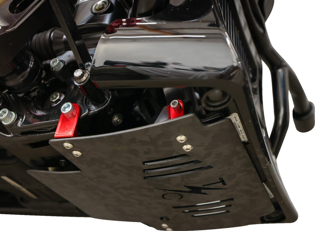 THRASHIN SUPPLY CO. Carbon Fiber and Forged Aluminum Skid Plate TSC-3035-2 for FLHX/FLTRX