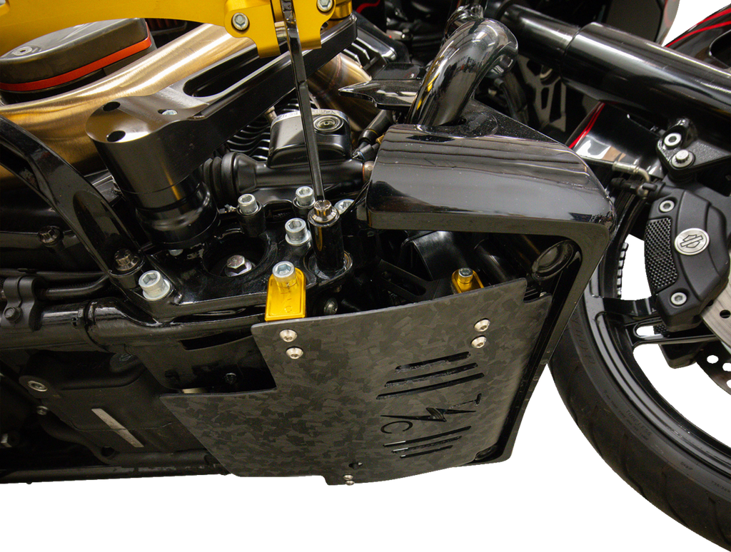 THRASHIN SUPPLY CO. Carbon Fiber and Forged Aluminum Skid Plate TSC-3035-5 for FLHX/FLTRX