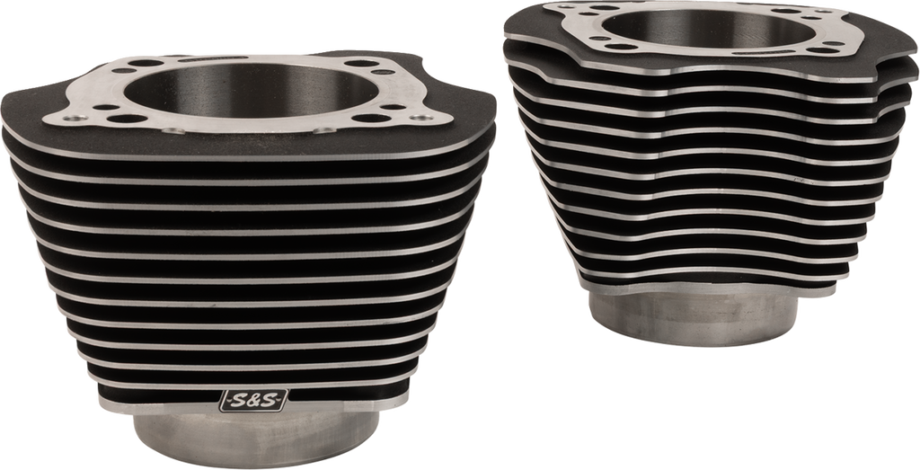 S&S Cycle M8 Cylinder Set, Unhoned Black with Highlighted Fins, Part Number 910-1005A