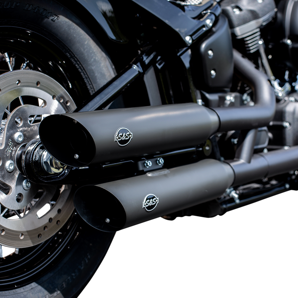 S&S Cycle 550-0735 Slash-Cut Race Slip-On Mufflers, Black for FLFB