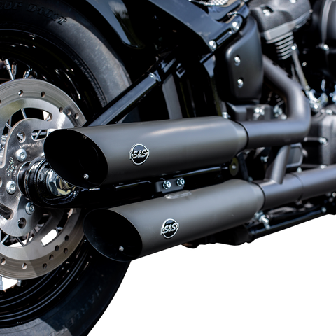 S&S Cycle 550-0735 Slash-Cut Race Slip-On Mufflers, Black for FLFB