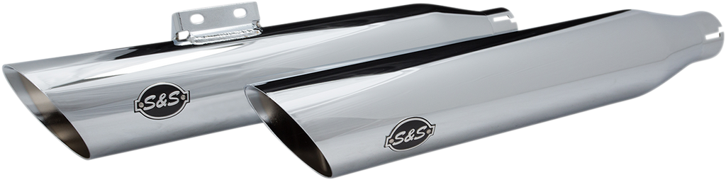 S&S Cycle Slash-Cut Race Slip-On Mufflers, Chrome, for FLFB, Part 550-0736