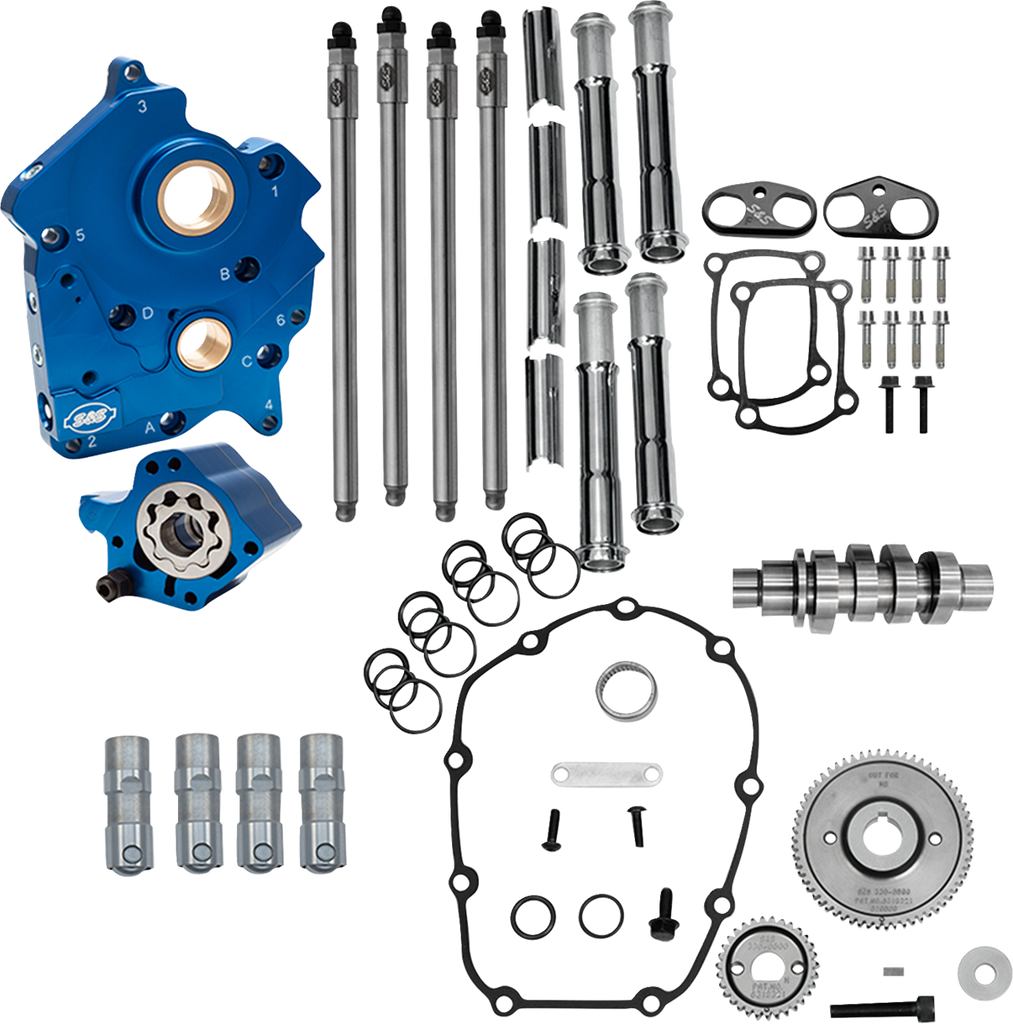 S&S CYCLE Cam Chest Kit - 496 Gear Drive Cam - Water Cooled - Chrome Pushrods - Part 310-1386