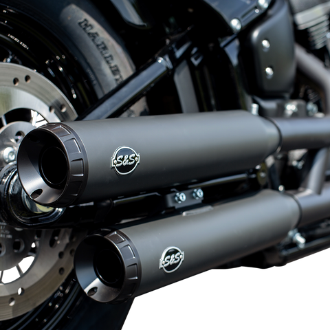 S&S Cycle Grand National Race Slip-On Mufflers for M8 Softail, Black Ceramic, 550-0737