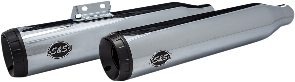S&S Cycle Grand National Race Slip-On Mufflers, Chrome for M8 Softail, Part 550-0738