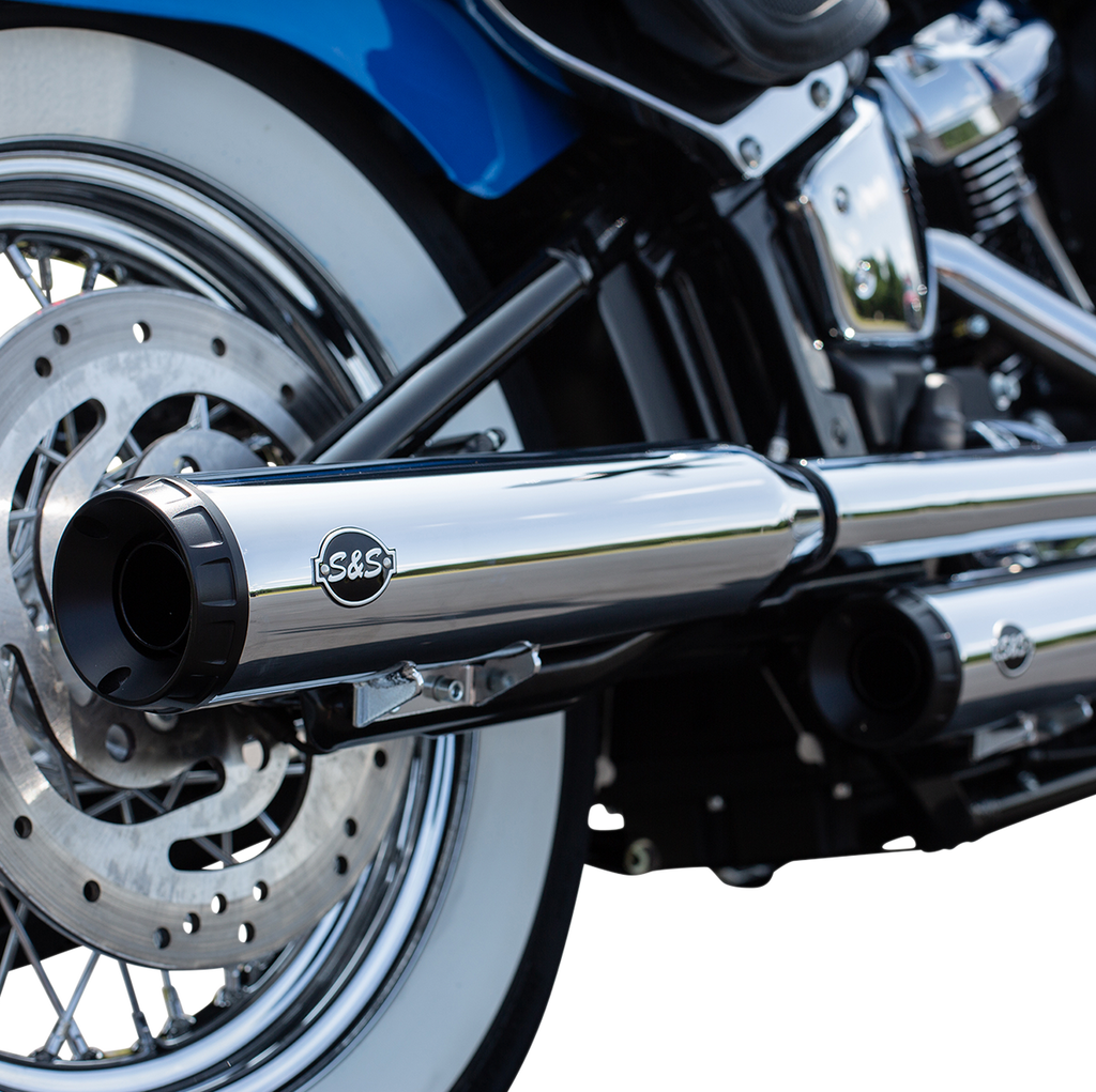 S&S Cycle Grand National Race Slip-On Mufflers, Chrome, for FLHC/FLDE, Part 550-0740