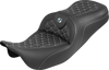 SADDLEMEN RoadSofa™ Tri Gripper Seat for FLH/FLT '08-'25 - Standard Reach, Silver Stitch, without Backrest