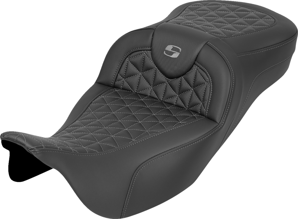 SADDLEMEN RoadSofa™ Tri Gripper Seat - Extended Reach for FLH/FLT '08-'25 by SADDLEMEN (Part No. 808-07B-21102)