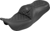 SADDLEMEN RoadSofa™ Tri Gripper Seat for FLH/FLT 2008-2025 – Standard Reach, Gray Stitch, Without Backrest
