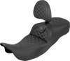 SADDLEMEN RoadSofa™ Tri Gripper Seat with Backrest for FLH/FLT 2008-2025 - Extended Reach Gray Stitch