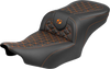 SADDLEMEN Roadsofa™ Seat with Orange Stitch for FLH/FLT '23-'25 – Model 823-07-21003