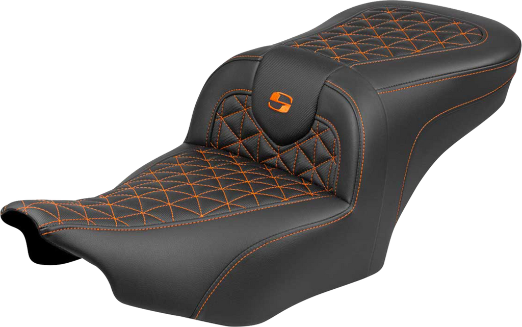 SADDLEMEN Roadsofa™ Seat with Orange Stitch for FLH/FLT '23-'25 – Model 823-07-21003