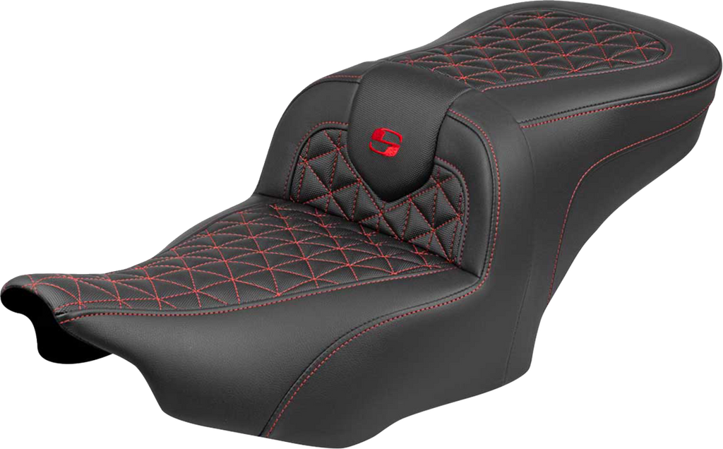 SADDLEMEN Roadsofa™ Seat for FLH/FLT 2023-2025 – Red Stitch, Part #823-07-21004