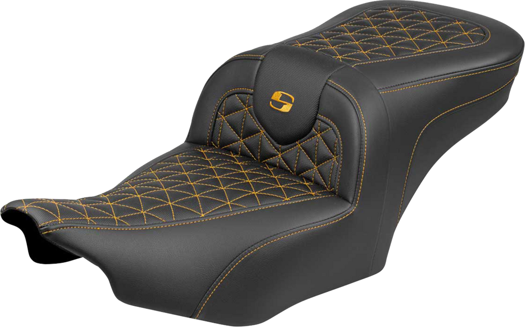 SADDLEMEN Roadsofa™ Seat with Gold Stitch for FLH/FLT '23-'25 – Model 823-07-21007