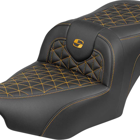 SADDLEMEN Roadsofa™ Seat with Gold Stitch for FLH/FLT '23-'25 – Model 823-07-21007