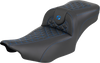 SADDLEMEN Roadsofa™ Extended Reach Seat for FLH/FLT '23-'25 - Blue Stitch - Part 823-07-21101