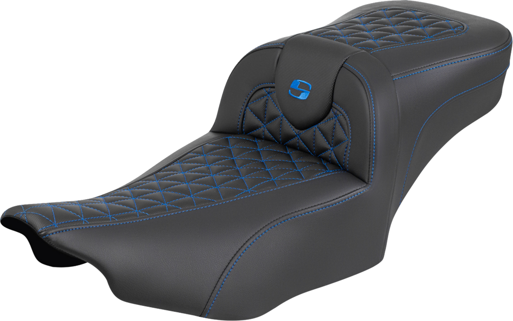 SADDLEMEN Roadsofa™ Extended Reach Seat for FLH/FLT '23-'25 - Blue Stitch - Part 823-07-21101